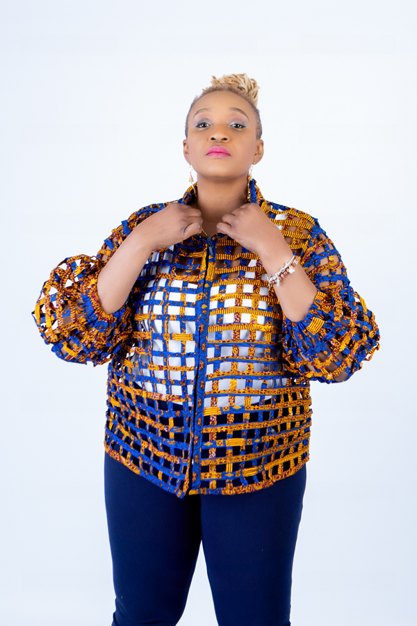 Ami Blue & Orange Ankara Weaved Waist-Length Overthrow - Image 3