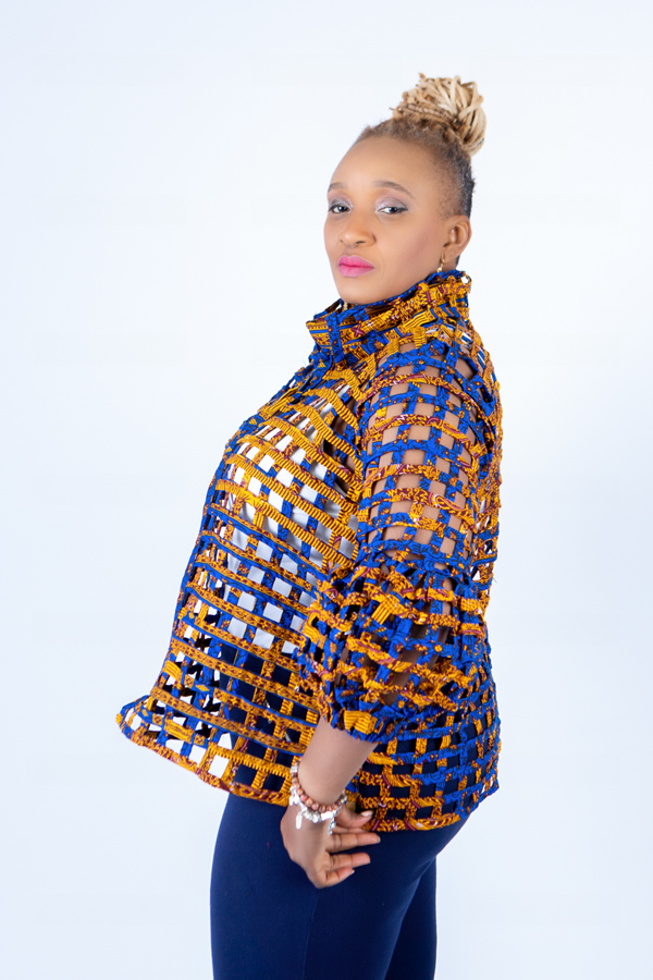 Ami Blue & Orange Ankara Weaved Waist-Length Overthrow - Image 5