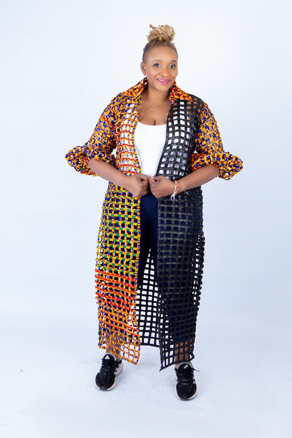 Tiana Block Colour Ankara Weaved Long Puff Sleeve Throw