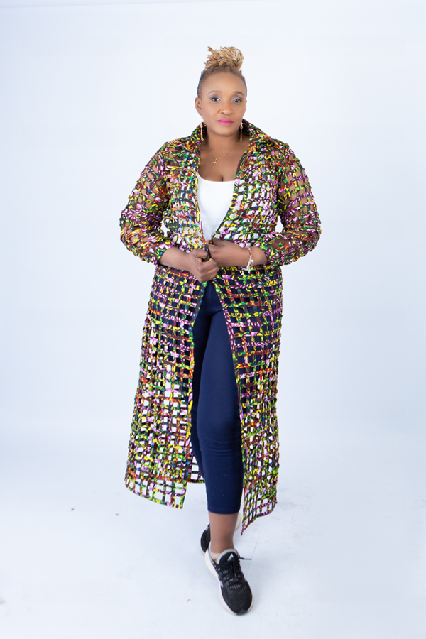 Tiana Multi-Colour Ankara Weaved Long Puff Sleeve Throw - Image 2