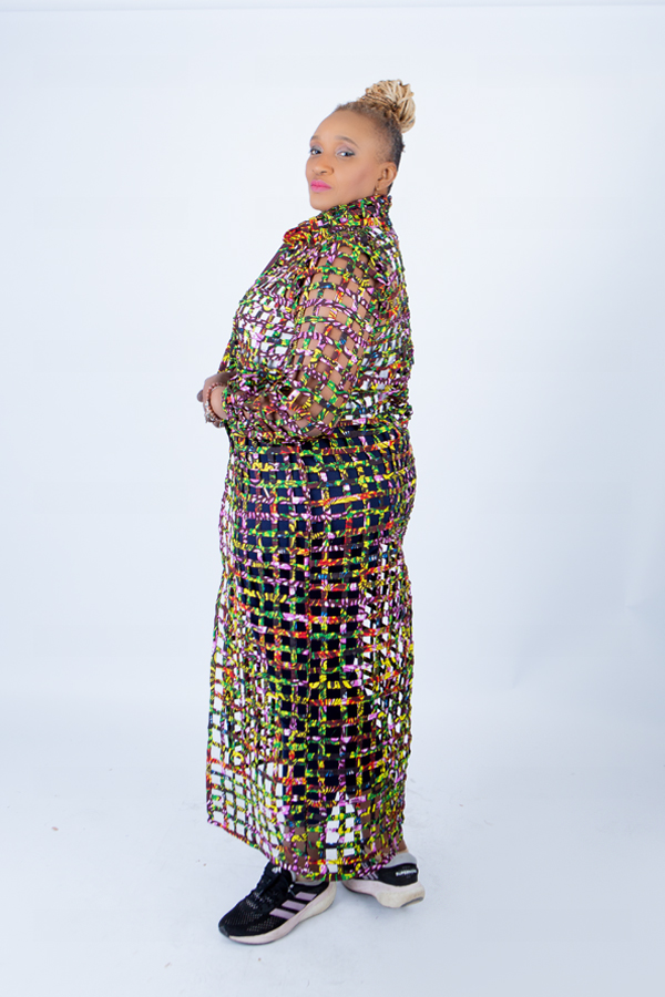 Tiana Multi-Colour Ankara Weaved Long Puff Sleeve Throw - Image 5