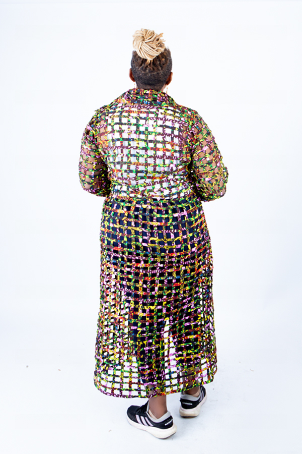 Tiana Multi-Colour Ankara Weaved Long Puff Sleeve Throw - Image 6