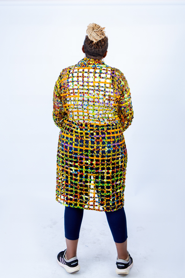 Sue Lemon Yellow Ankara Weaved Mid Puff Sleeve Throw - Image 5