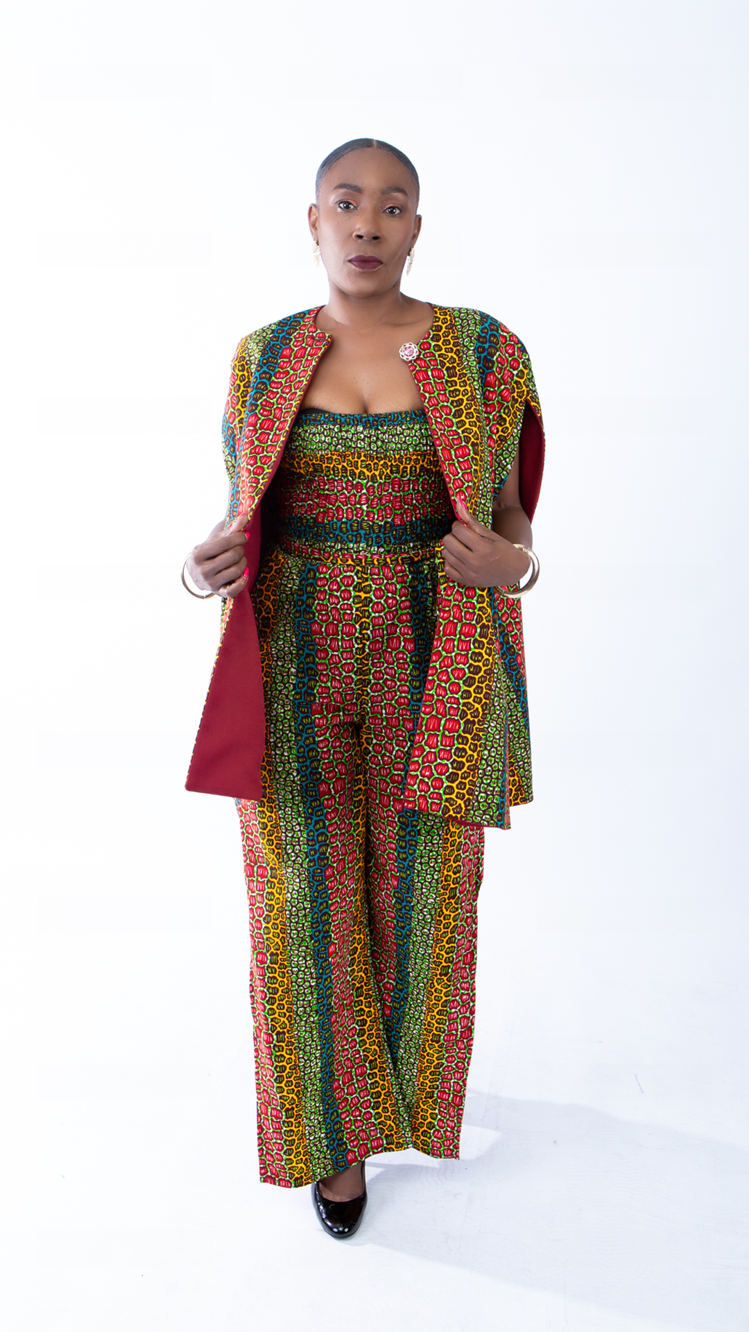 Sina Stunning Leopard Ankara Print Bandeau Slit Jumpsuit - Image 5