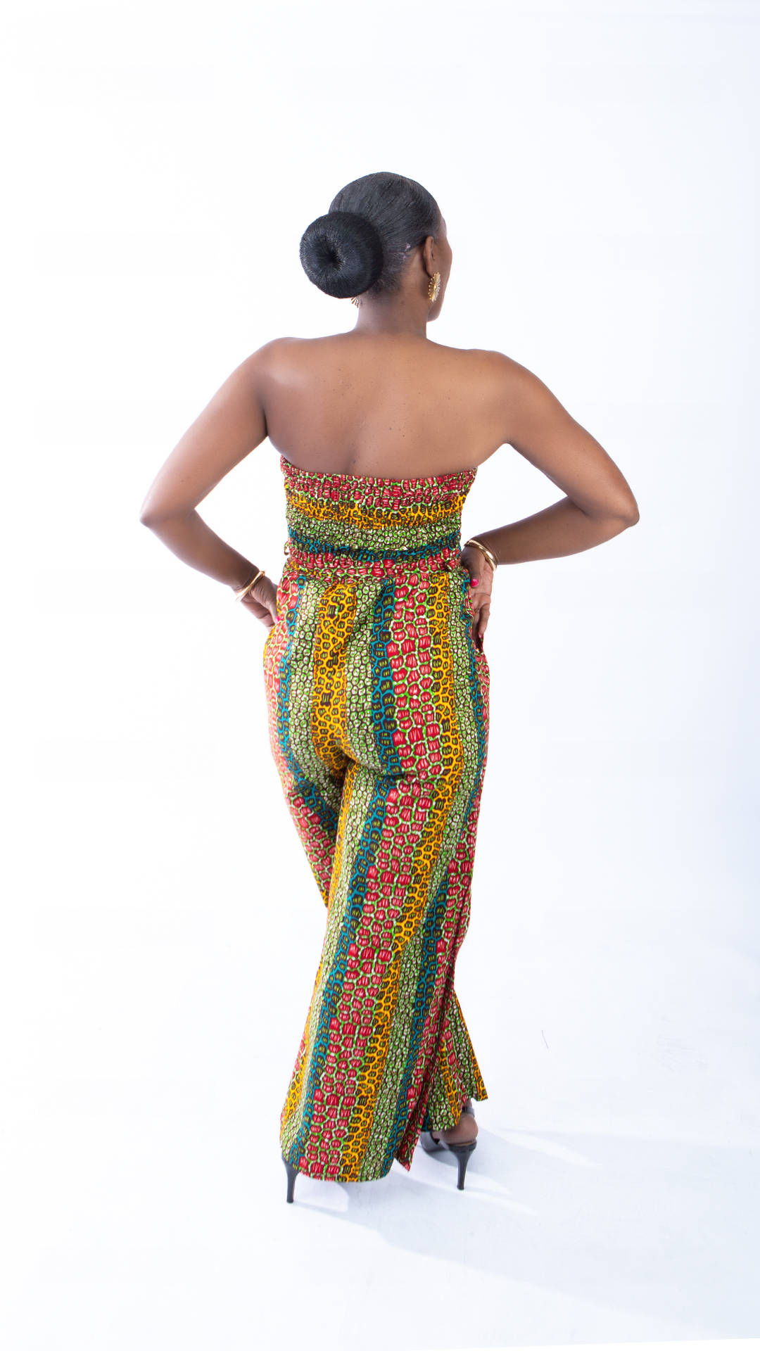 Sina Stunning Leopard Ankara Print Bandeau Slit Jumpsuit - Image 3