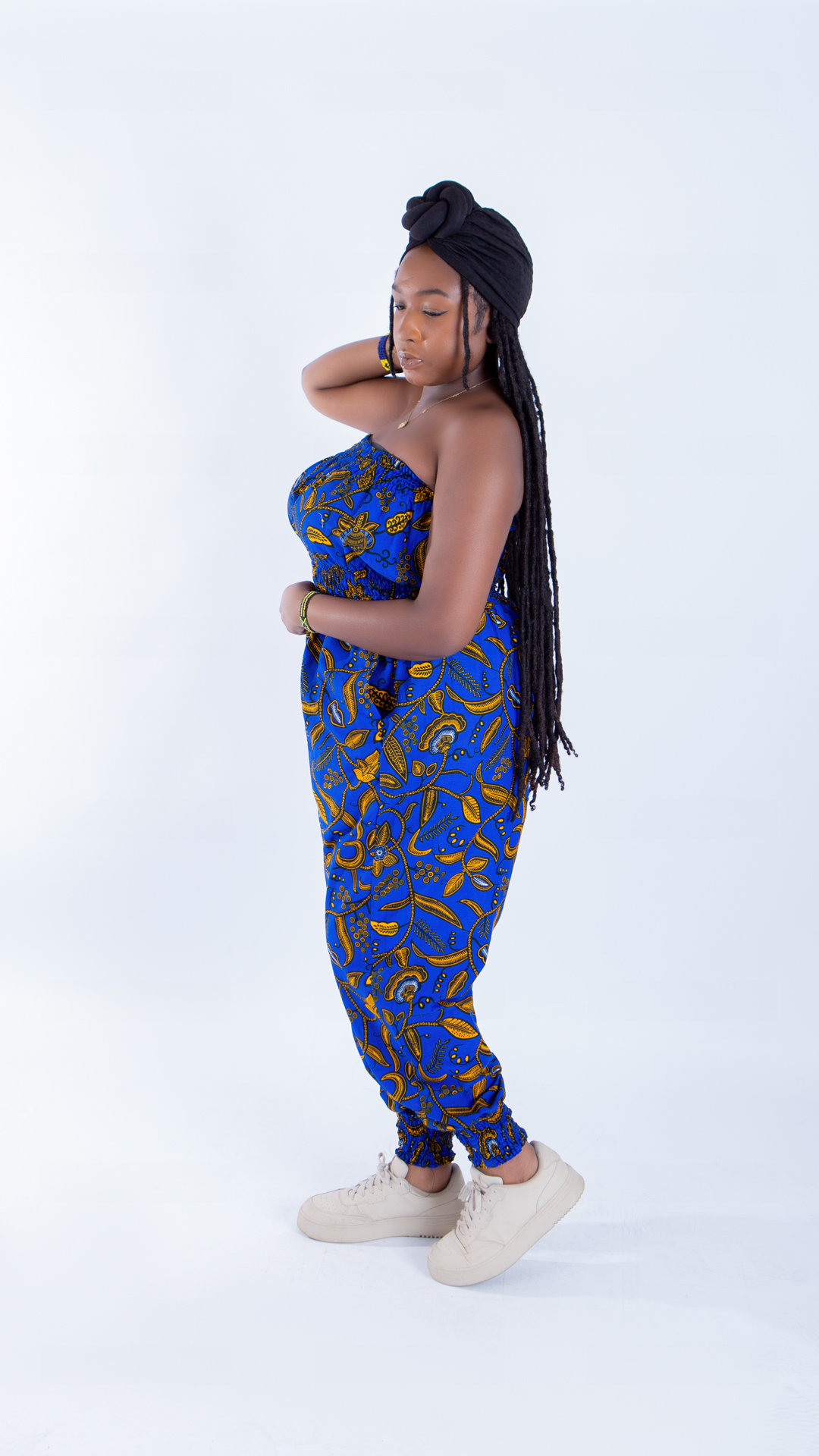 Merci Royal Blue Ankara Print Bandeau & Puff Trouser Set - Image 4