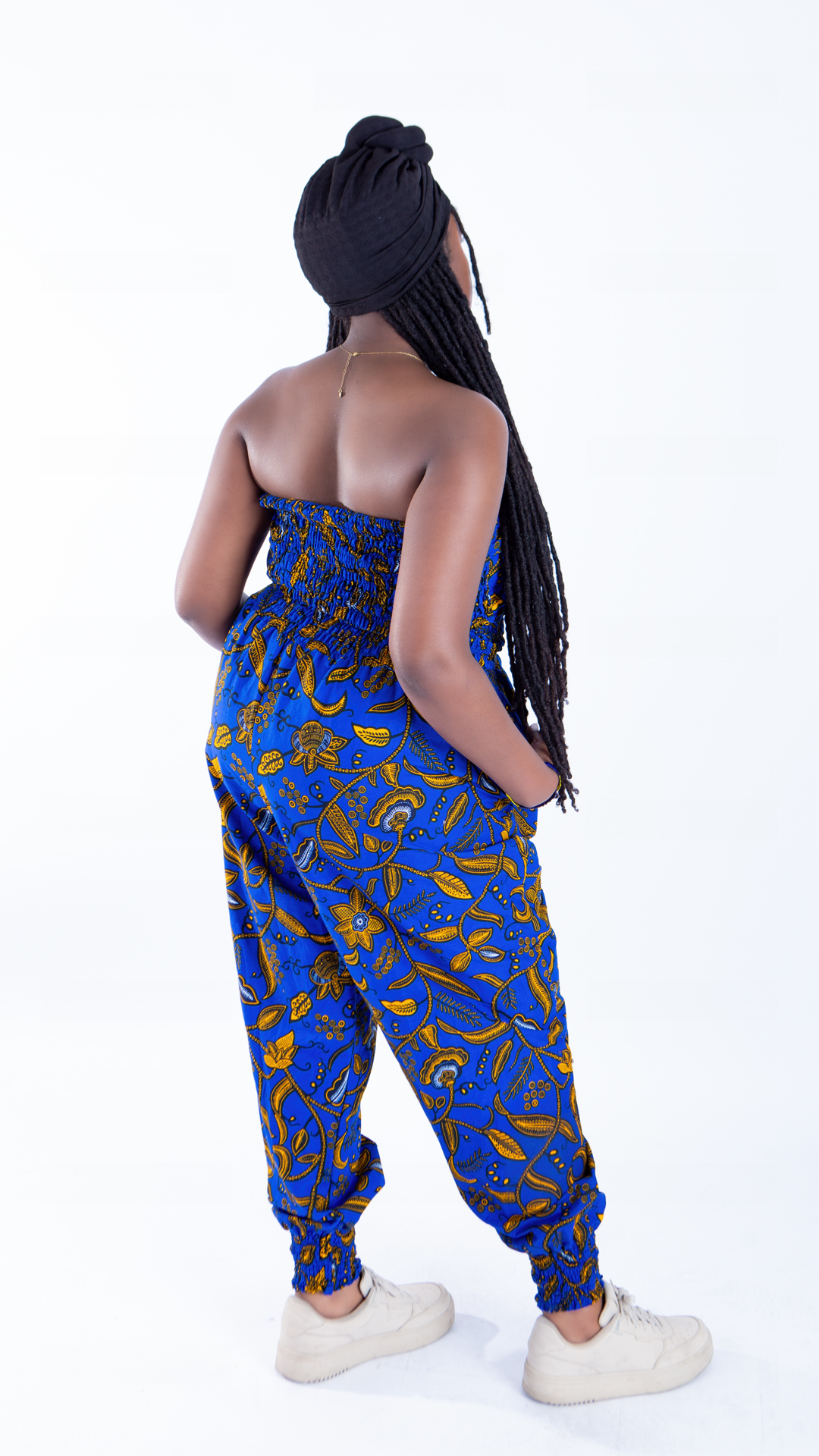 Merci Royal Blue Ankara Print Bandeau & Puff Trouser Set - Image 3