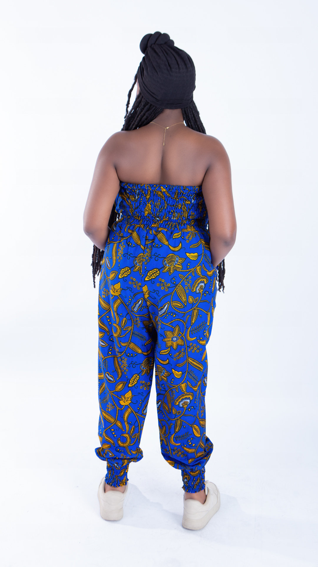 Merci Royal Blue Ankara Print Bandeau & Puff Trouser Set - Image 2