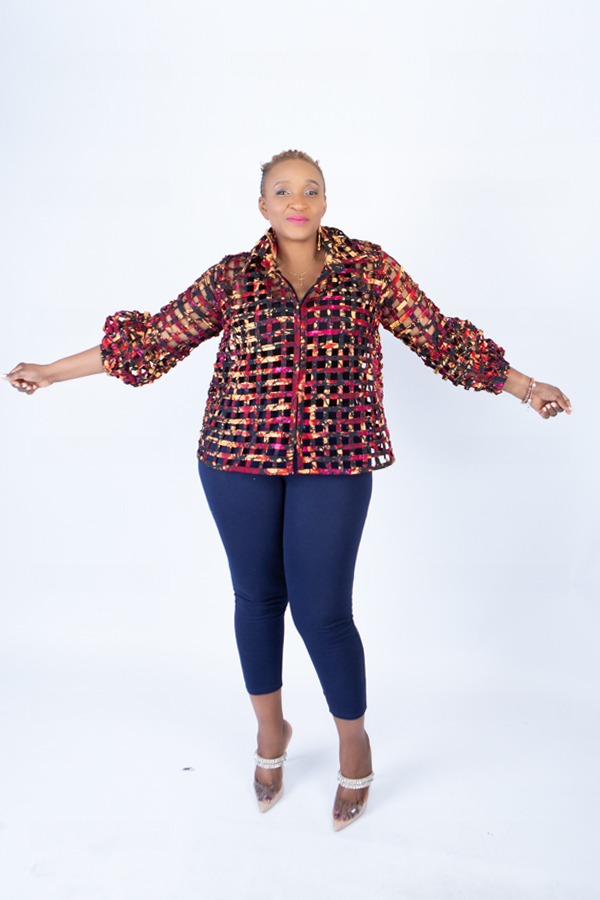 Ami Red Ankara Weaved Waist-Length Overthrow - Image 5