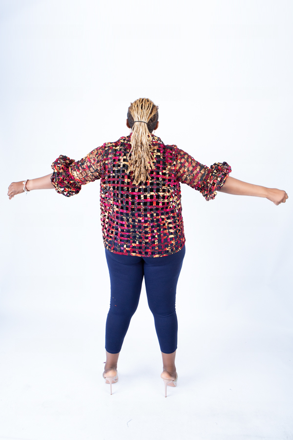 Ami Red Ankara Weaved Waist-Length Overthrow - Image 6