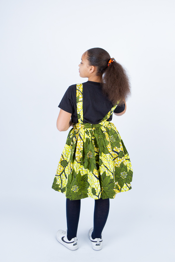 Girl's Playful Harness Skirt in Lemon Ankara print - Image 2