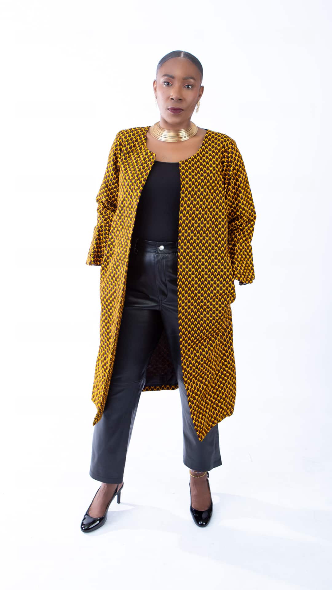 Mustard Ruffle Sleeve Trench Coat - Image 8