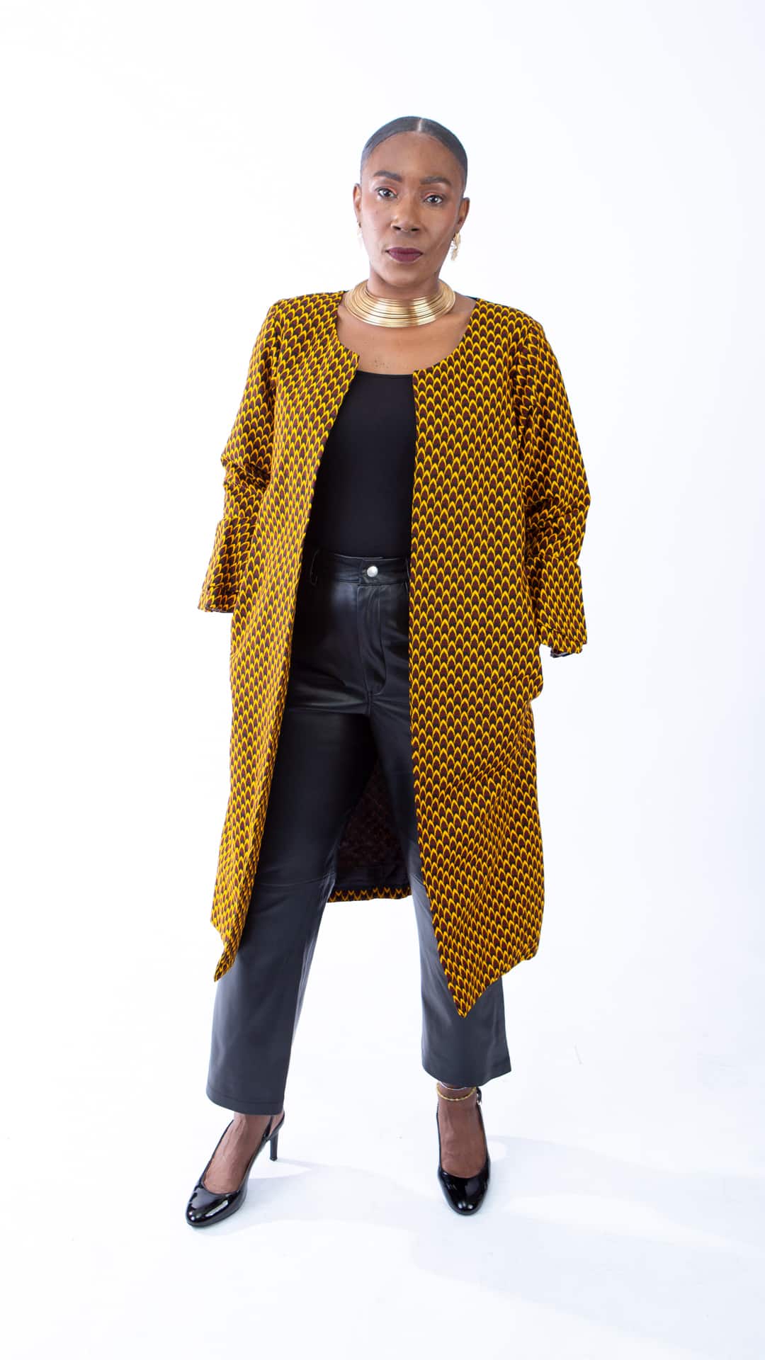 Mustard Ruffle Sleeve Trench Coat