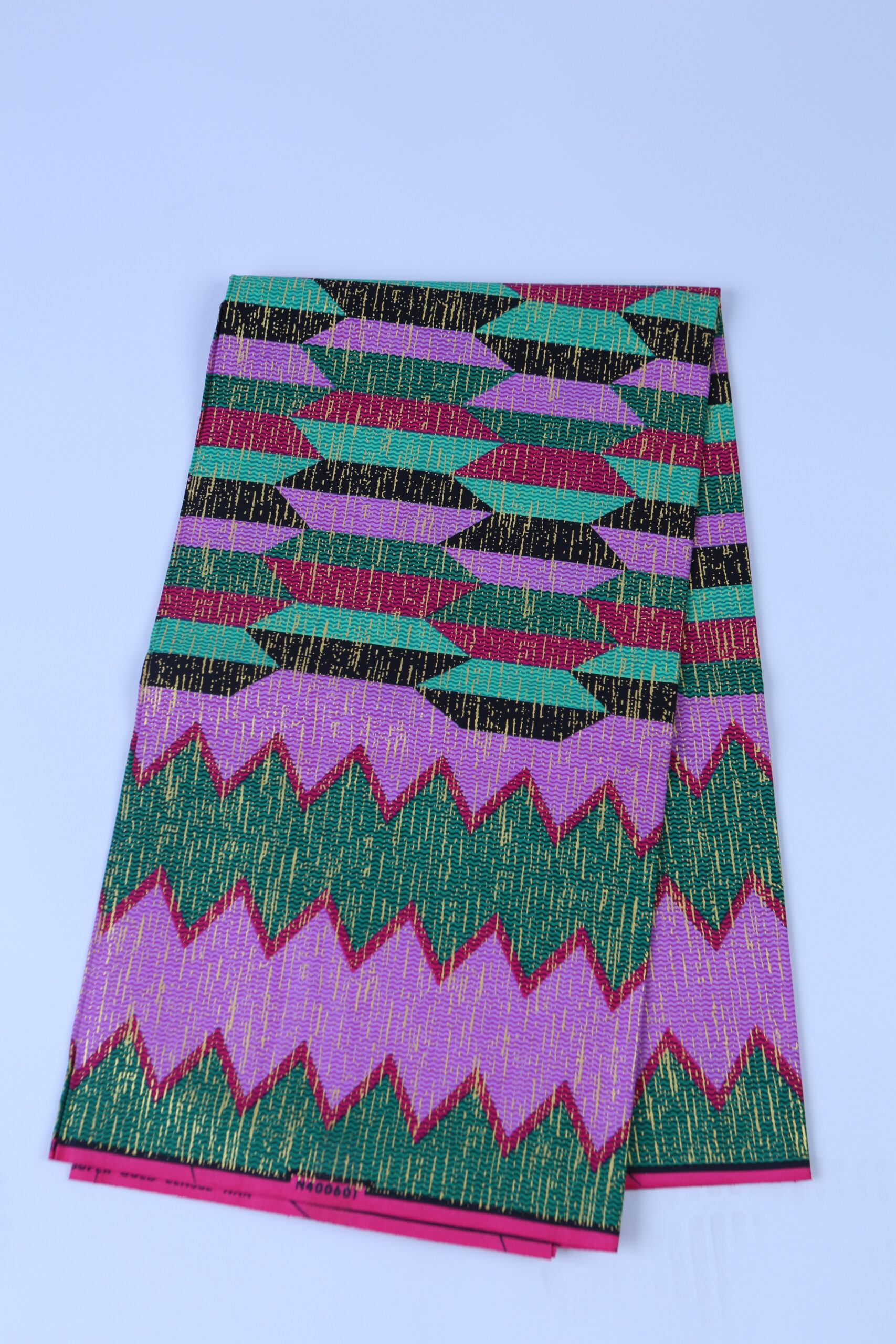Super Gold Quality African Pink and Green Fabric - Image 5