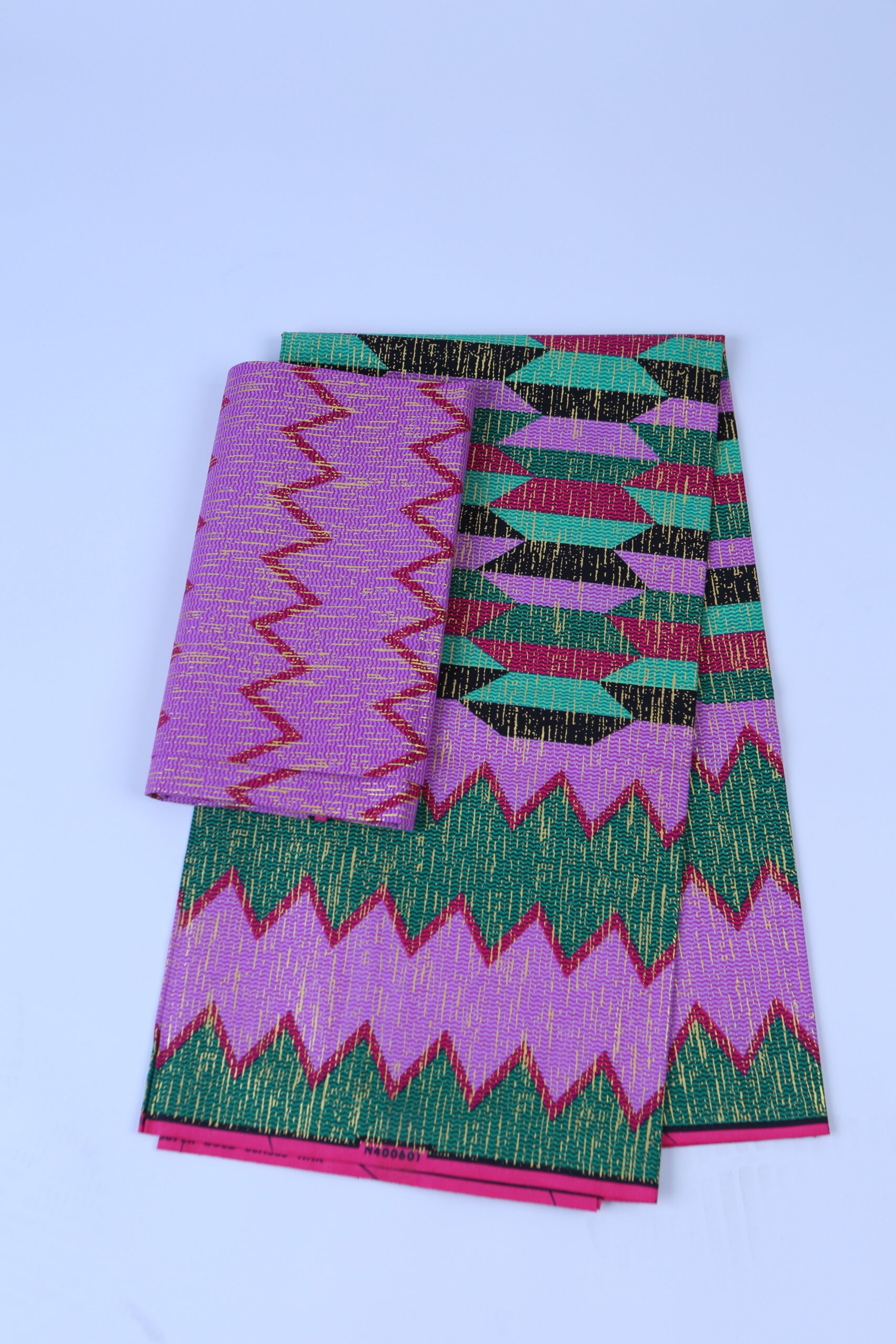 Super Gold Quality African Pink and Green Fabric