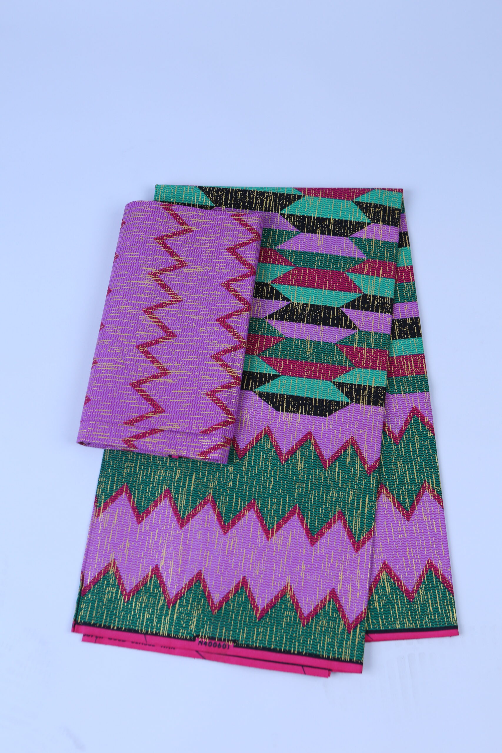Super Gold Quality African Pink and Green Fabric - Image 4