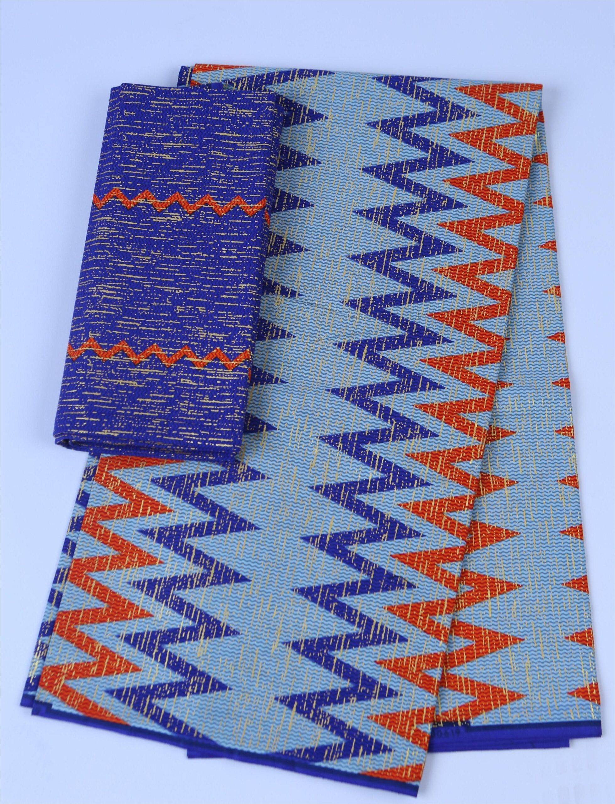 Super Gold Quality African Blue And Orange Fabric