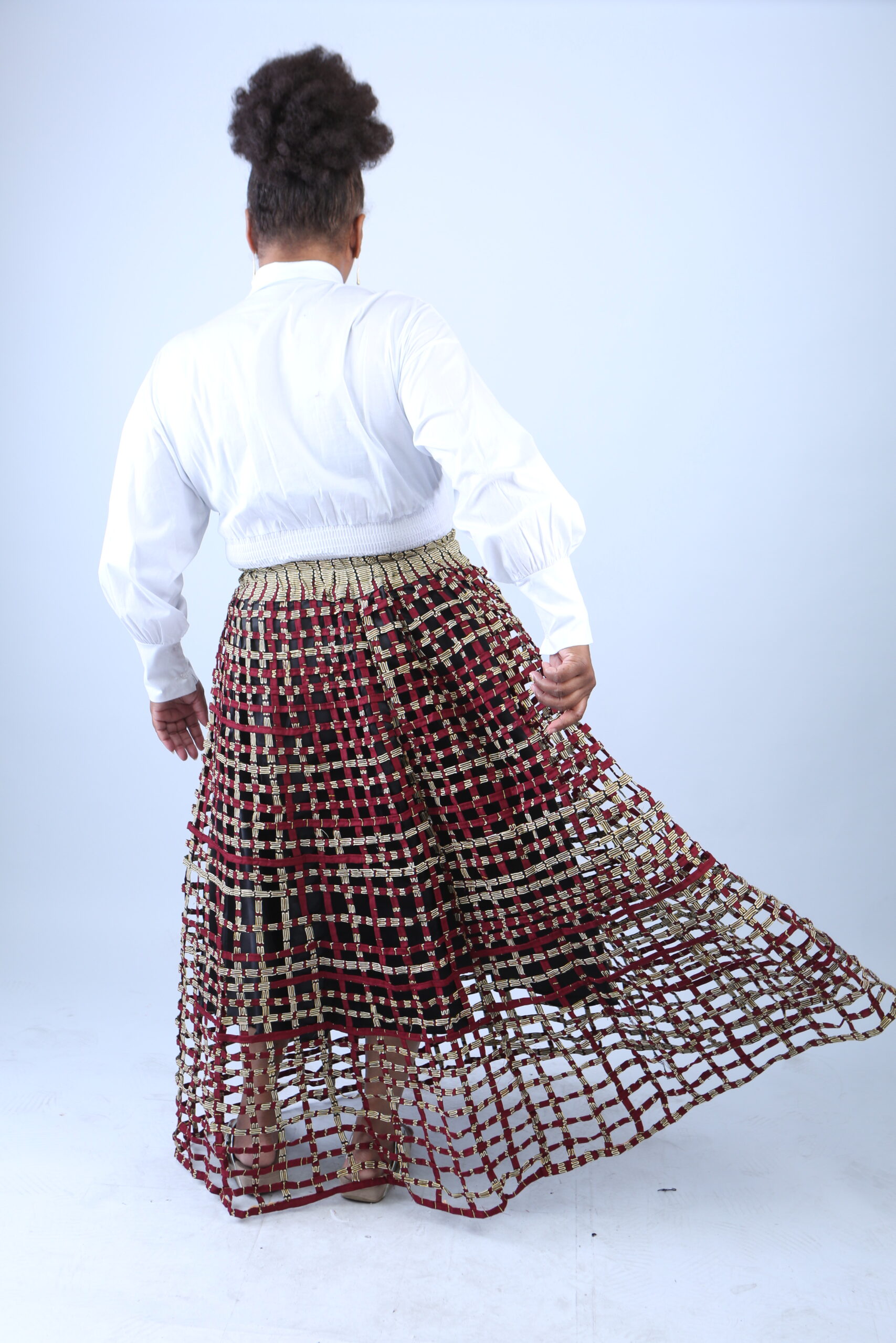 Mita Weaved Stylish African Mix Ankara Print Skirt - Image 3