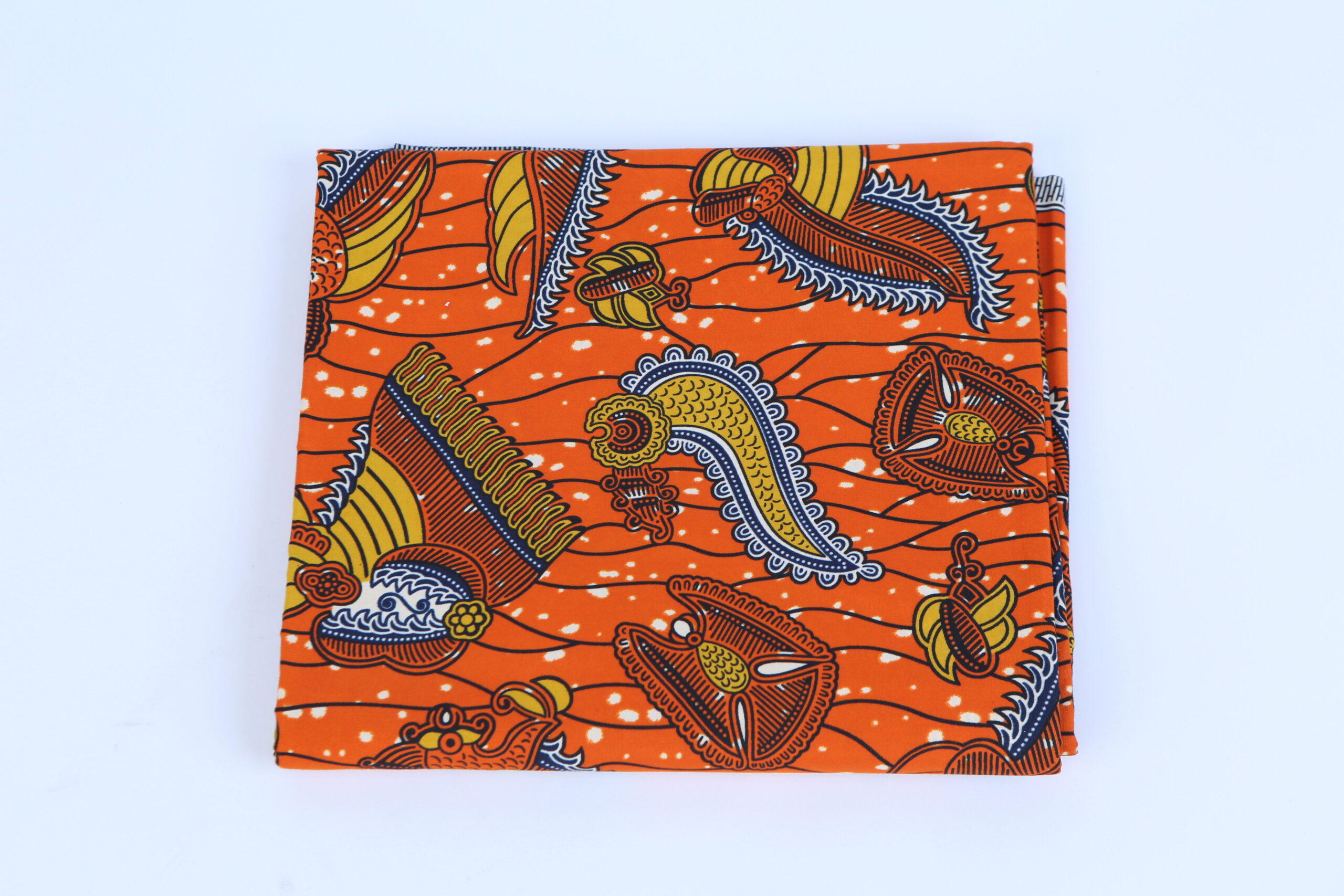 African Beautiful Orange Tribal Pattern 6-yard Fabric