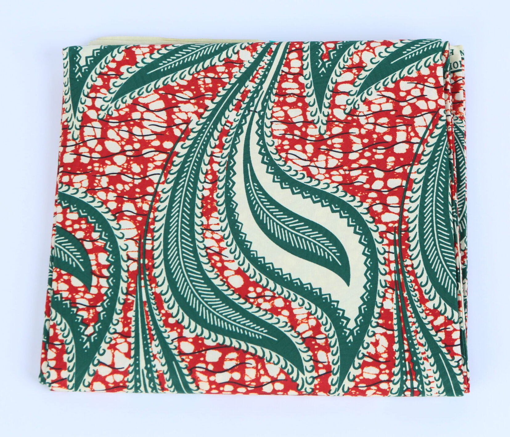African Beautiful Red and Turquoise Pattern 6-yard Fabric