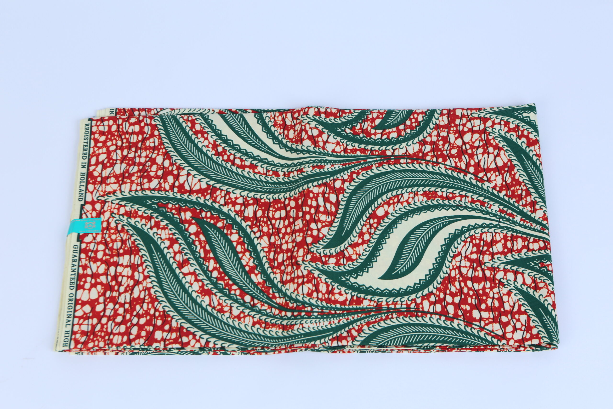 African Beautiful Red and Turquoise Pattern 6-yard Fabric - Image 4