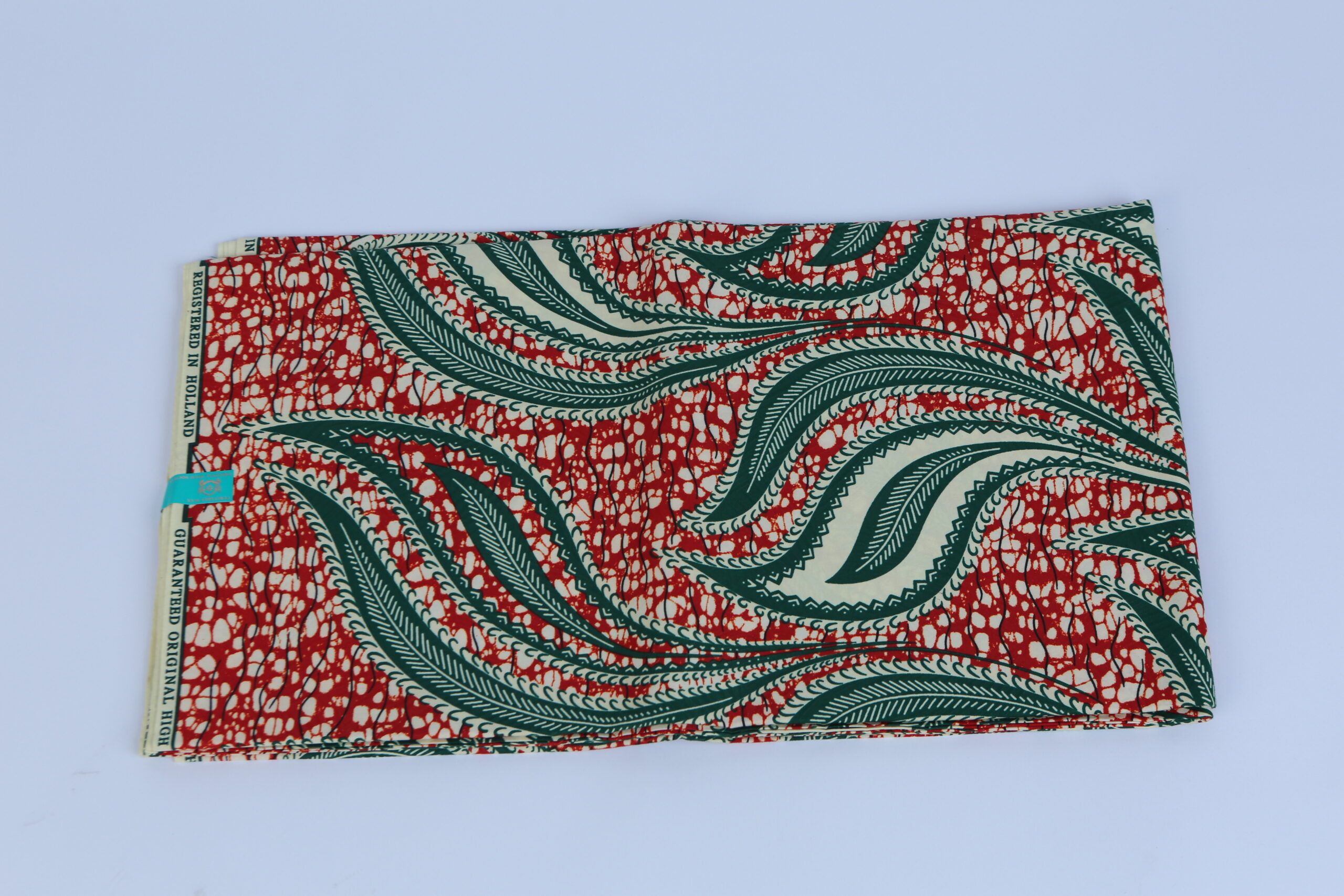 African Beautiful Red and Turquoise Pattern 6-yard Fabric - Image 2