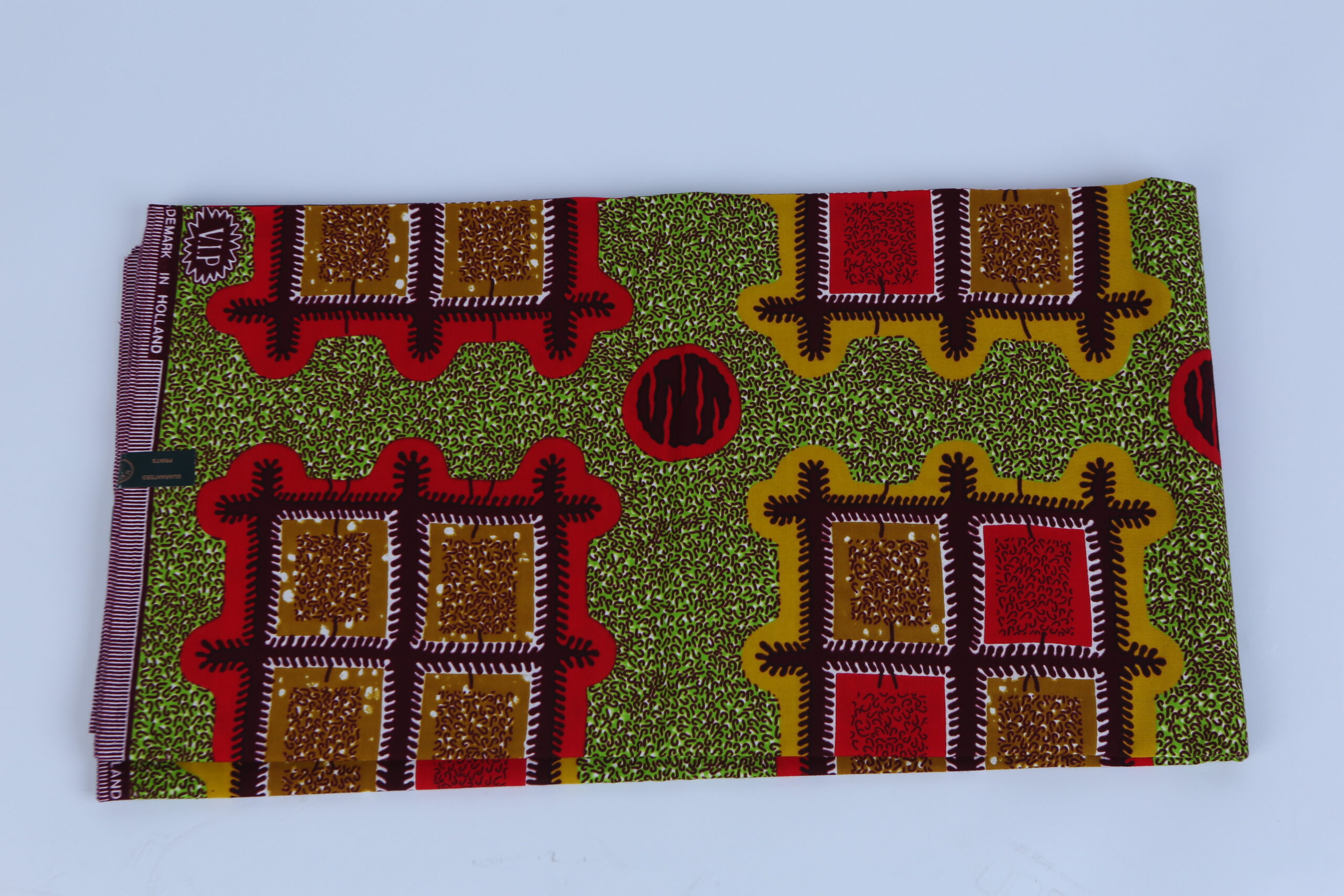 African Beautiful Light Green Patterned 6-yard Fabric - Image 5