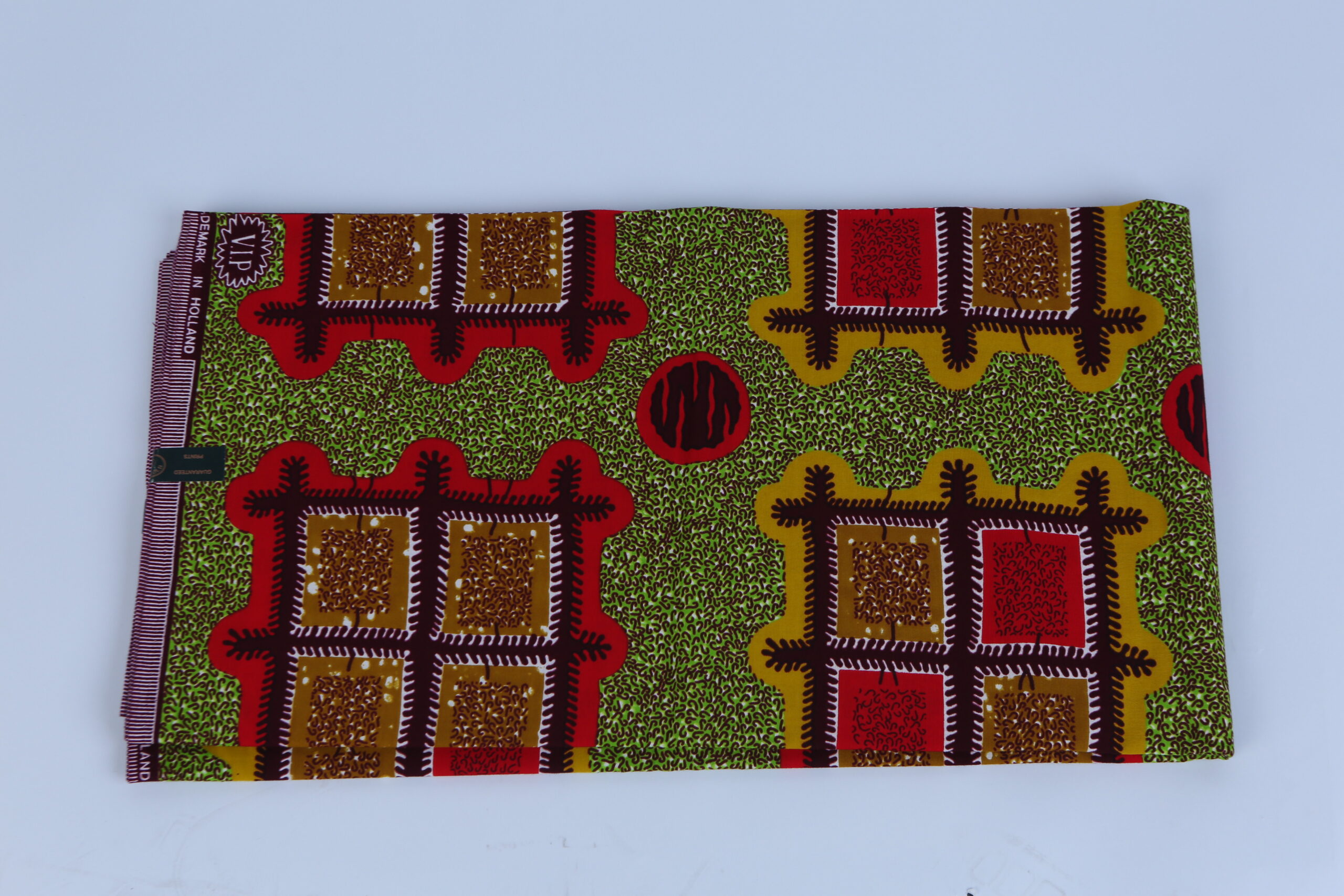 African Beautiful Light Green Patterned 6-yard Fabric - Image 4