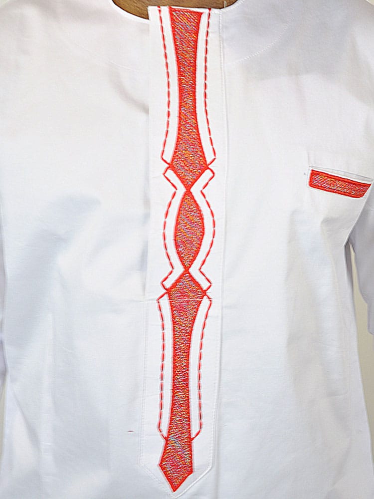 Cljo White & African Embroidery Occasion Shirt - Image 4