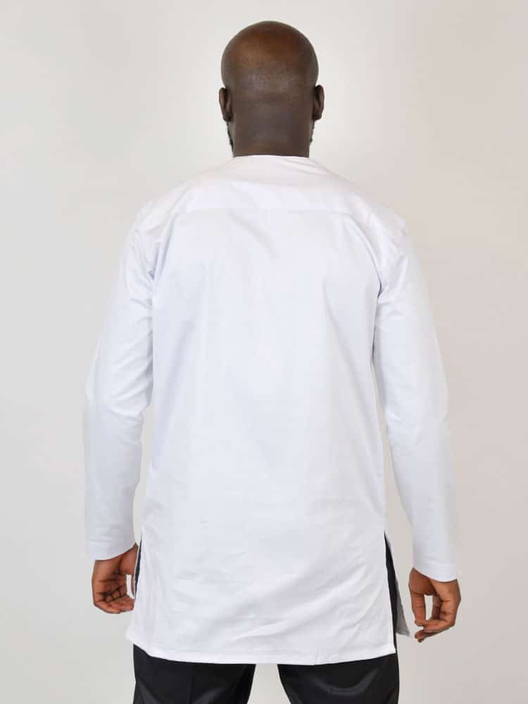 Cljo White & African Embroidery Occasion Shirt - Image 3