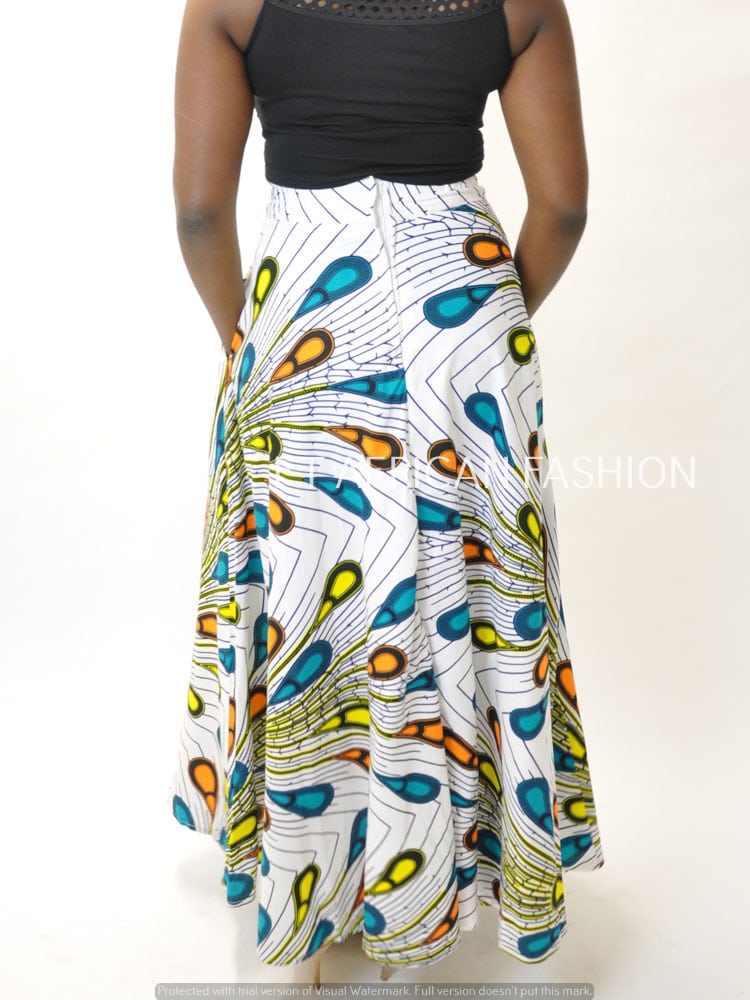 Teardrop Style African Ankara Print Maxi Skirt - Image 2
