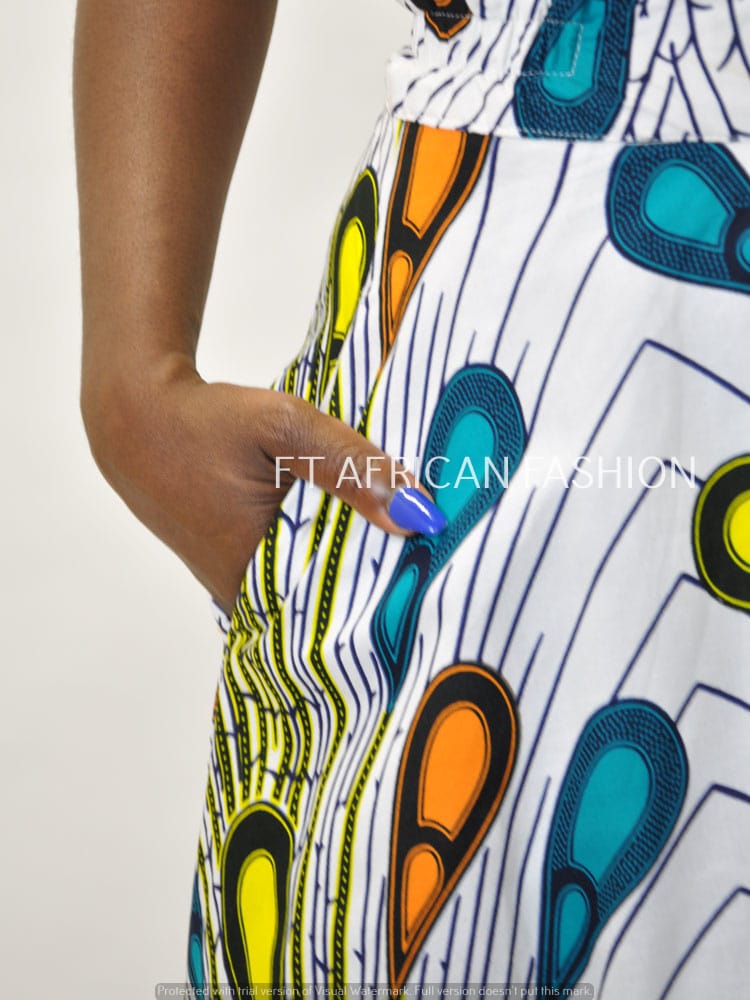 Teardrop Style African Ankara Print Maxi Skirt - Image 3