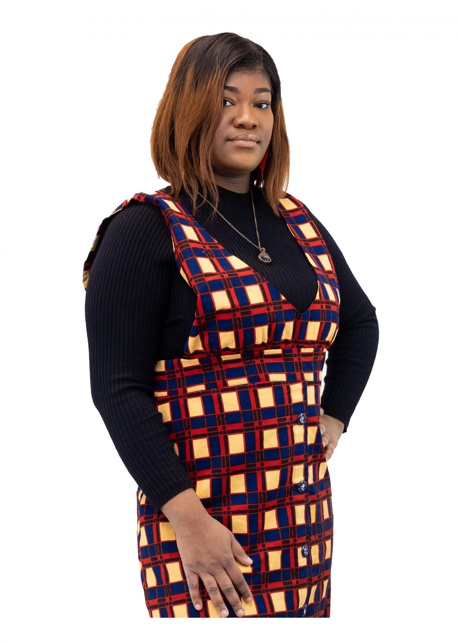 Lyla African Kente Print Pinafore Dress - Image 2