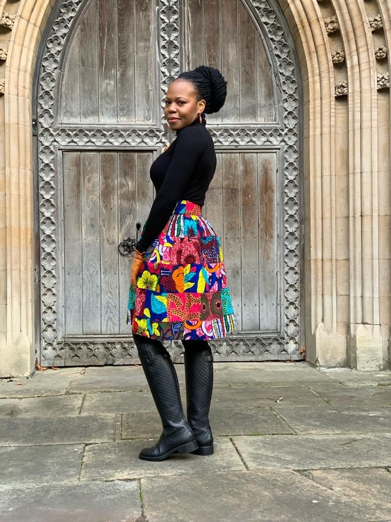 Zana High-Waisted Ankara Knee- Length Skirt - Image 3