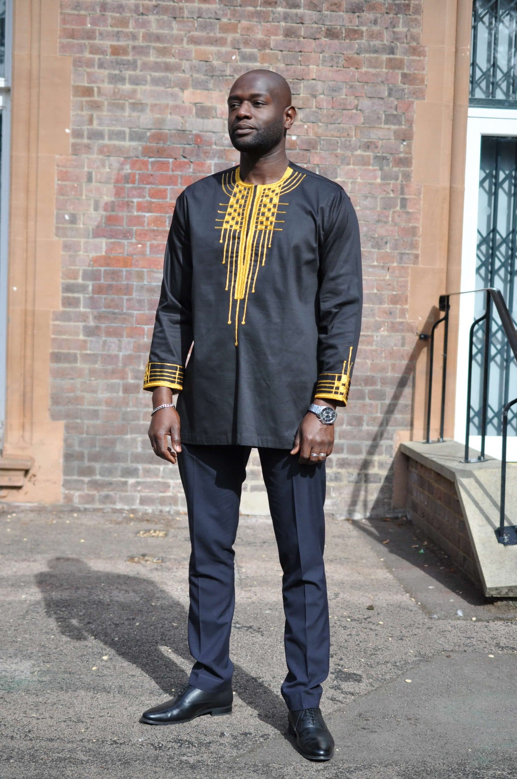 Addo Black & Gold African Embroidery Shirt - Image 3