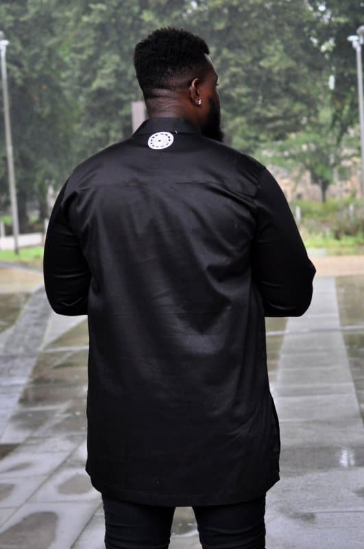 Femi Black & White African Embroidery Shirt - Image 4