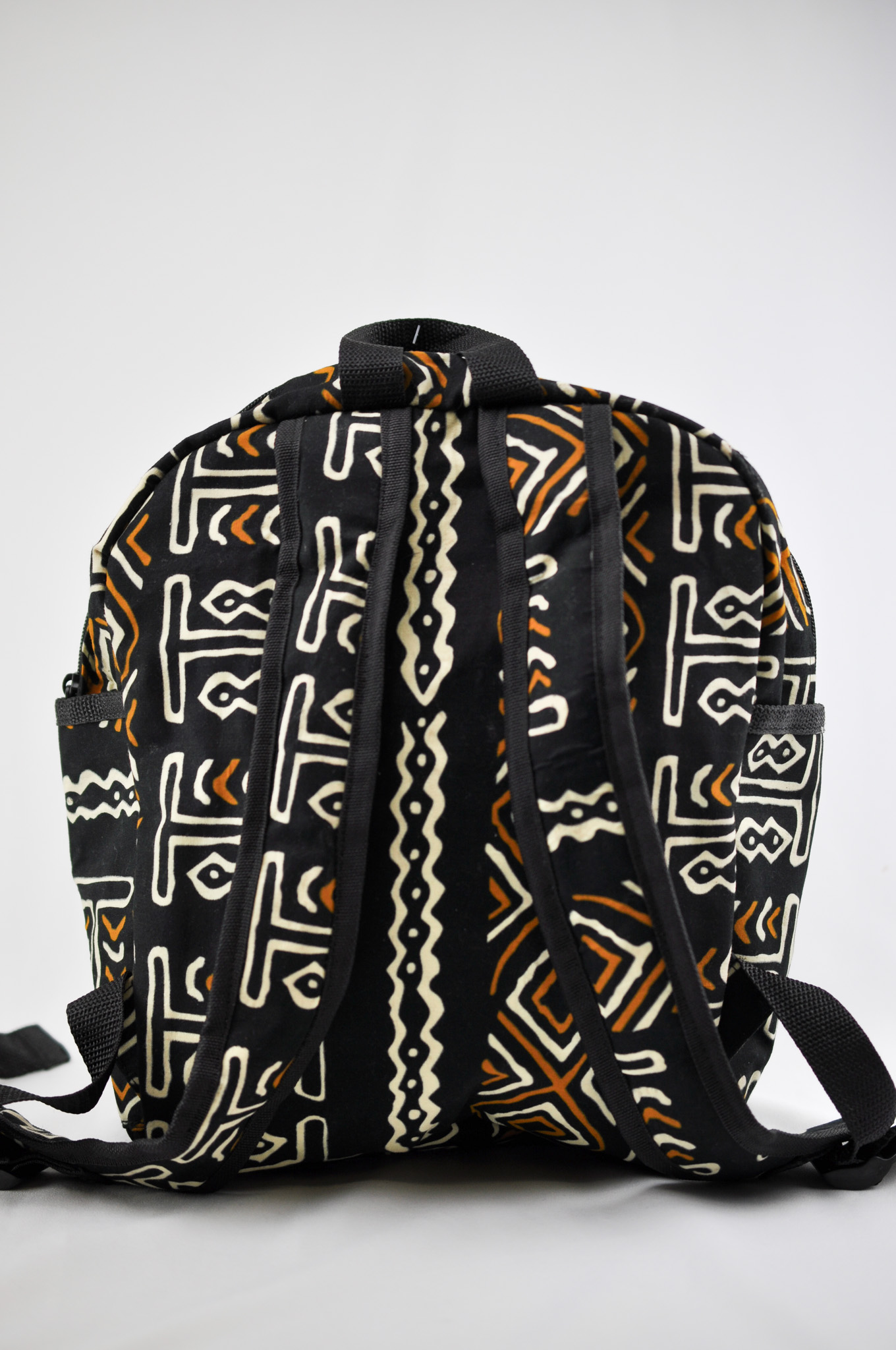 Toko Orange, White and Black Ankara Backpack - Image 3