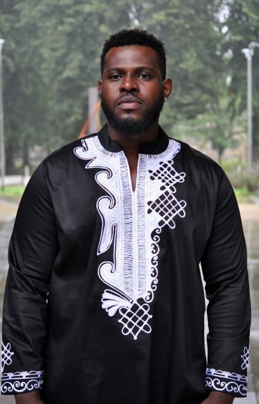 Femi Black & White African Embroidery Shirt
