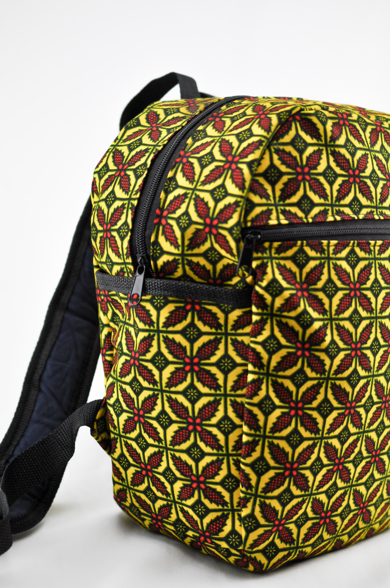 Jackie Yellow and Red Ankara Print Backpack - Image 3