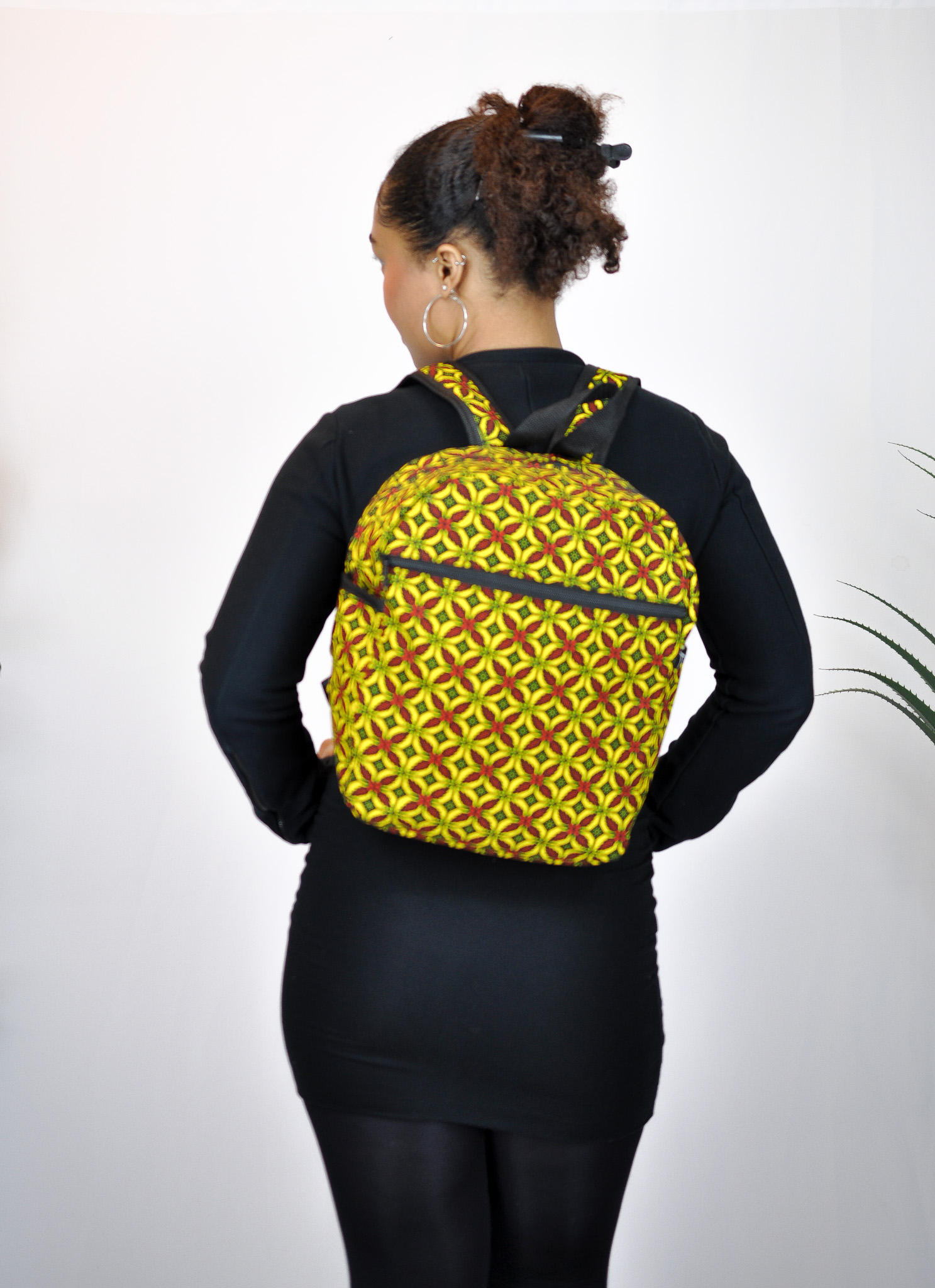 Jackie Yellow and Red Ankara Print Backpack