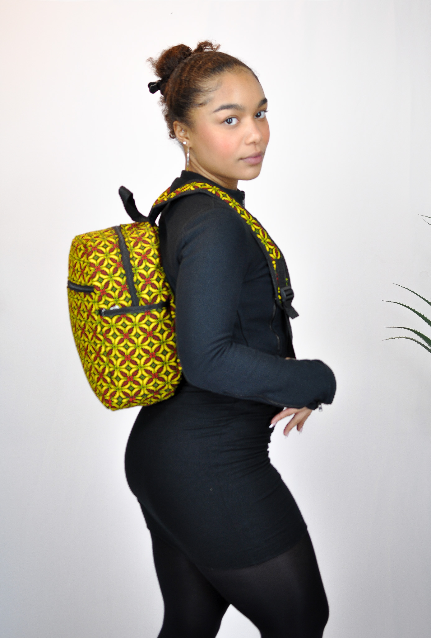Jackie Yellow and Red Ankara Print Backpack - Image 5