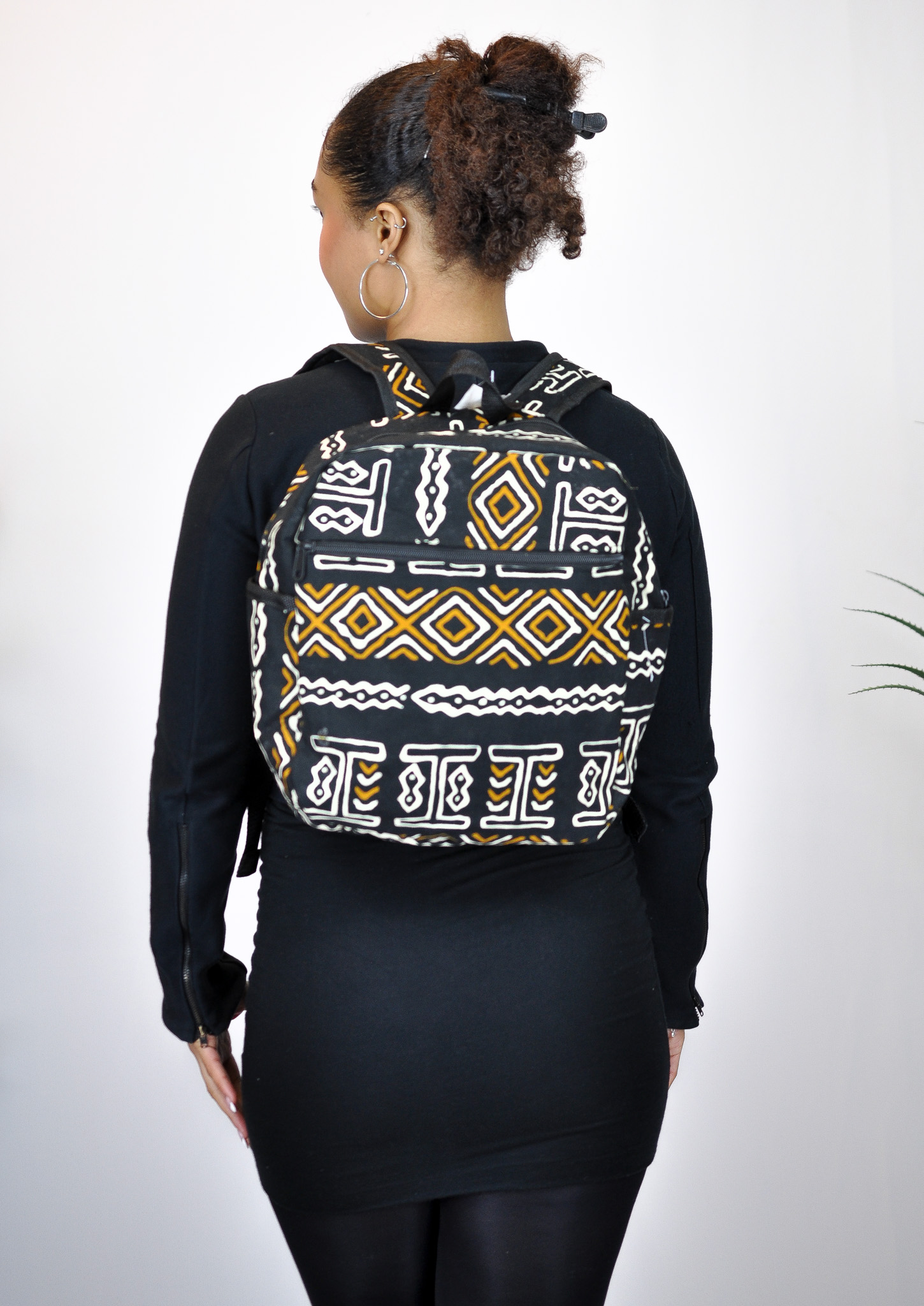 Toko Orange, White and Black Ankara Backpack