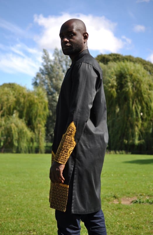 Wole Long Black & Gold African Embroidery Shirt - Image 2