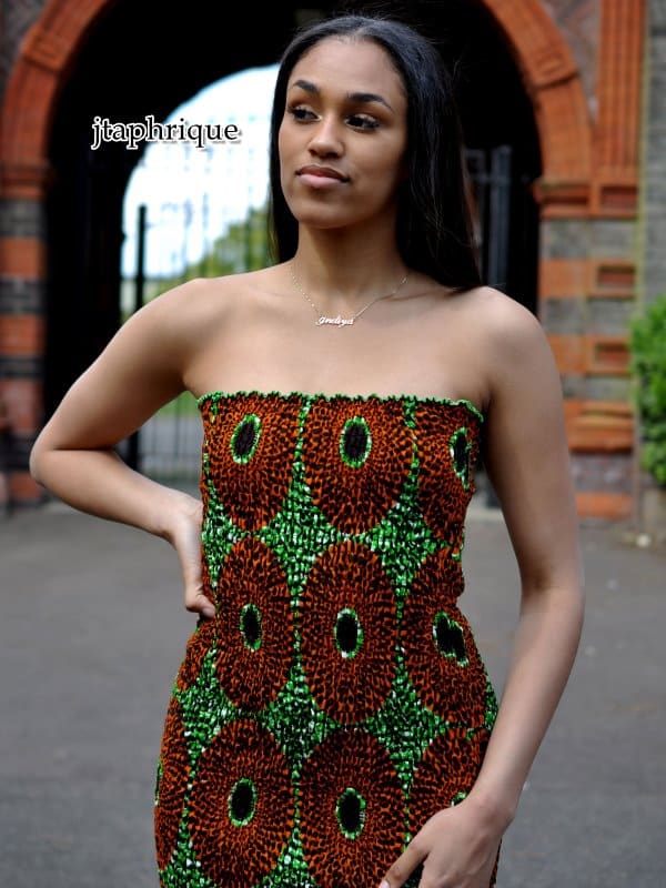 Ripple African Print Bodycon Midi Dress - Image 3