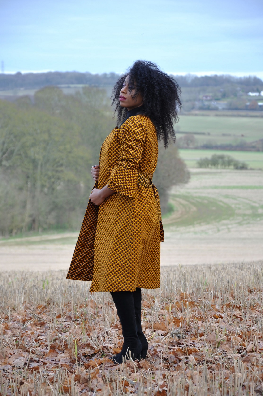 Mustard Ruffle Sleeve Trench Coat - Image 5