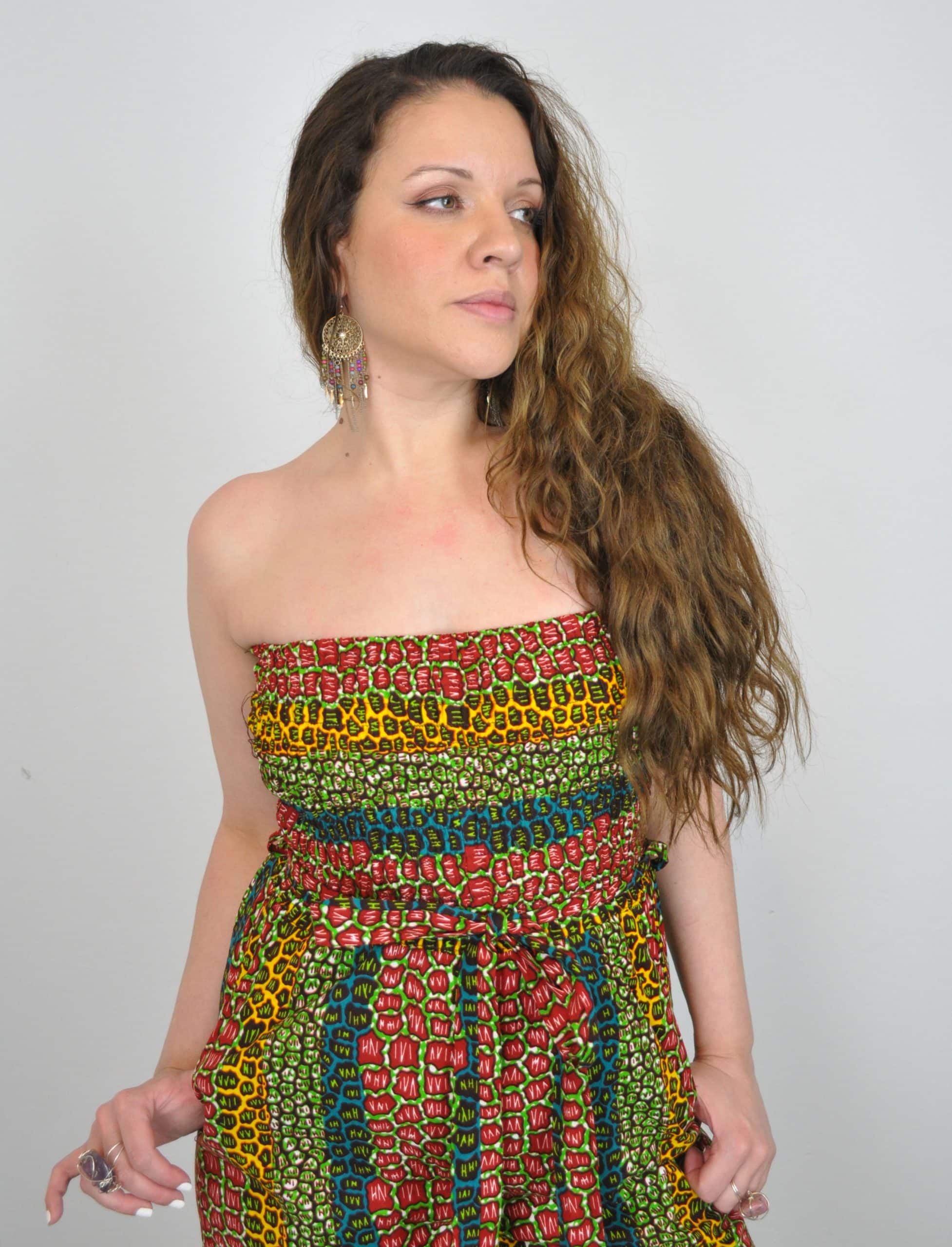 Sina Stunning Leopard Ankara Print Bandeau Slit Jumpsuit - Image 9