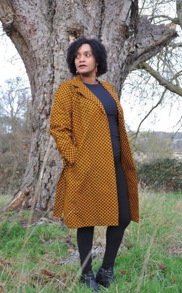 Mustard African Ankara Print Trench Coat - Image 2