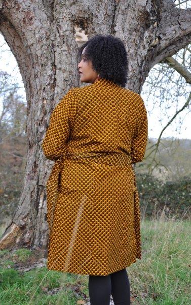 Mustard African Ankara Print Trench Coat - Image 5