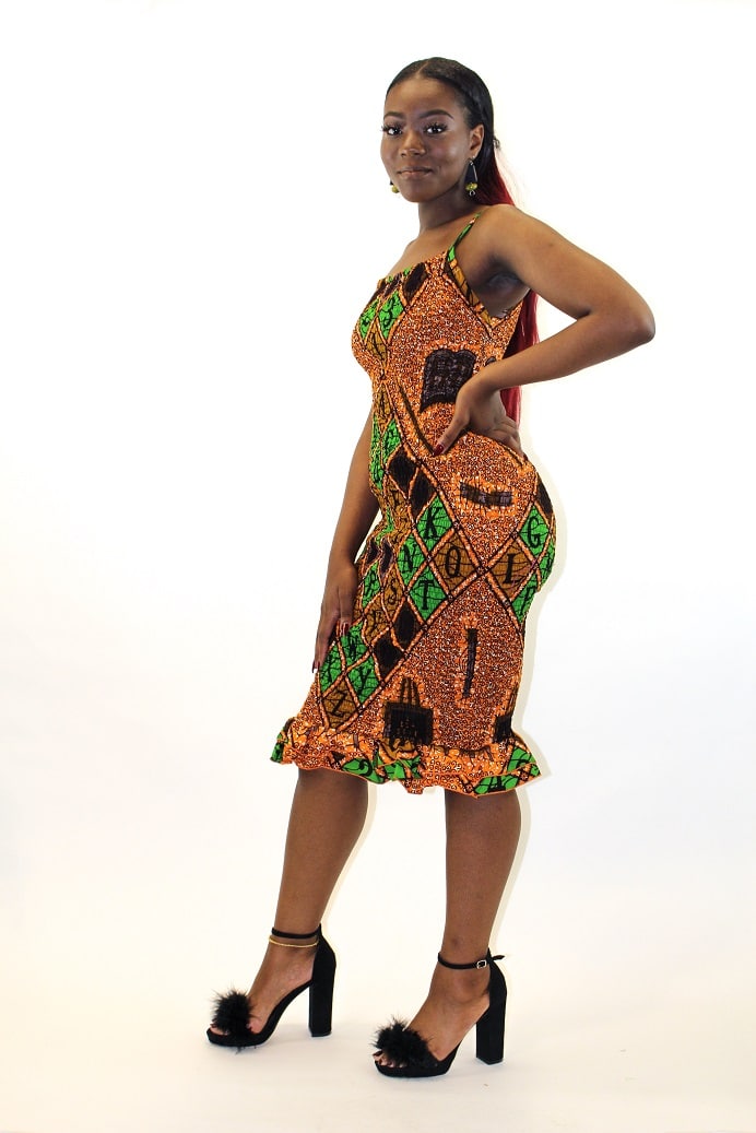 Alphabet Print Strappy Bodycon Dress - Image 4