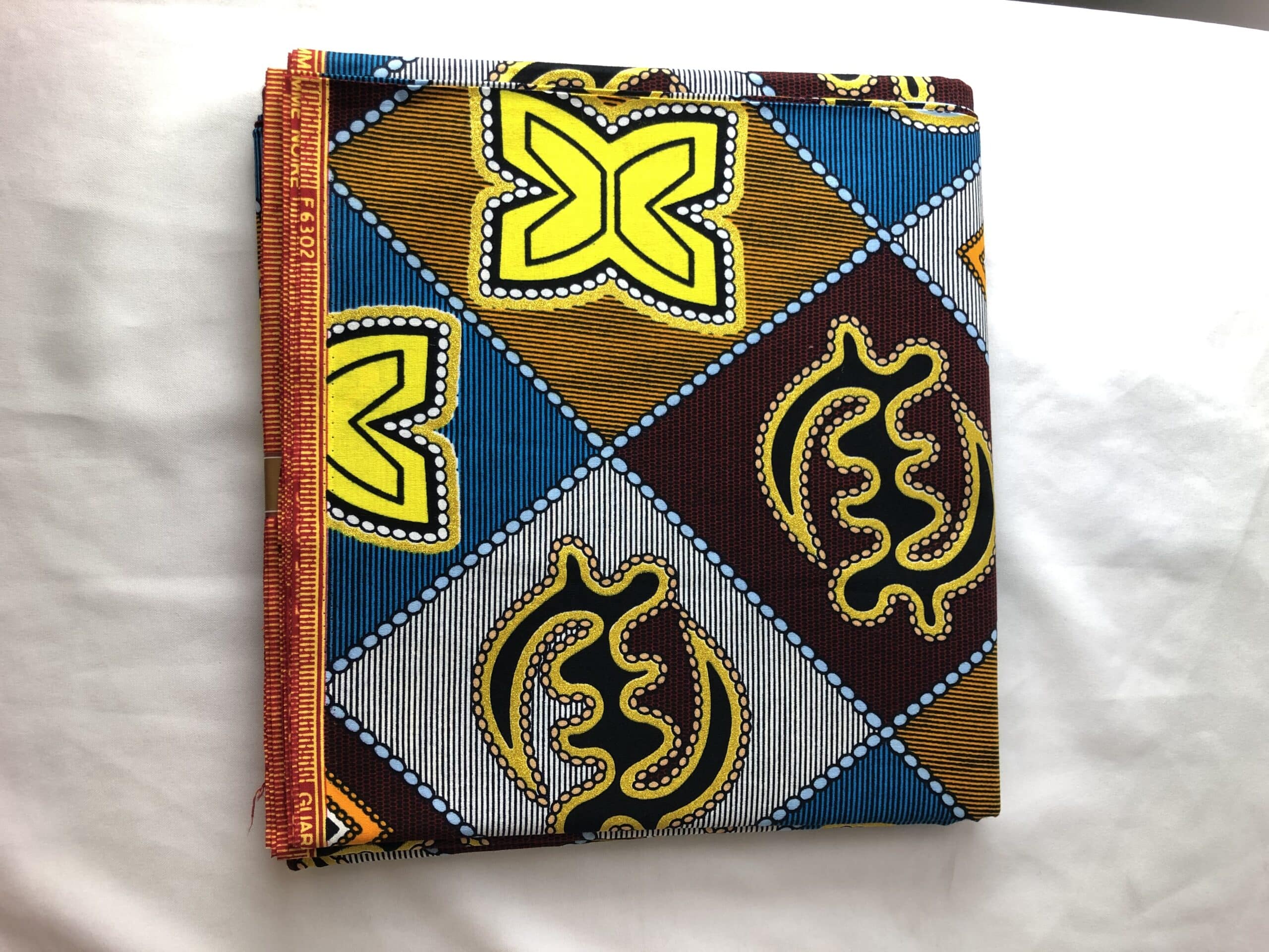 Authentic African Ankara Blue Multi Abstract Fabric - Image 2